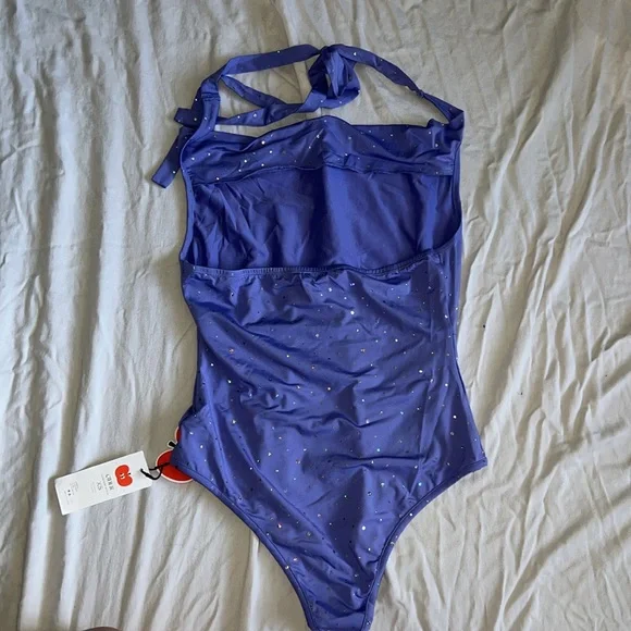 Cider Purple Sparkle Cowl Neck Bodysuut XS NWT - Picture 7 of 7